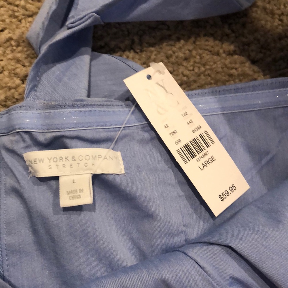 NY&CO chambray one shoulder top Sz L - Picture 5 of 8